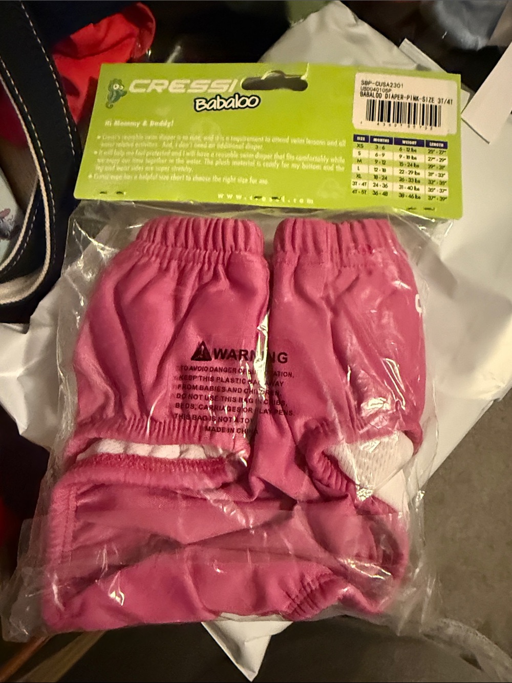 Cressi Pink Reusable Kids Swim Diaper - Snug Fit - Picture 3 of 4